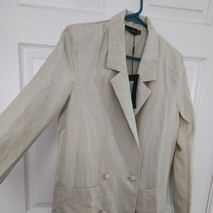 Pretty Little Thing linen double-breasted jacket